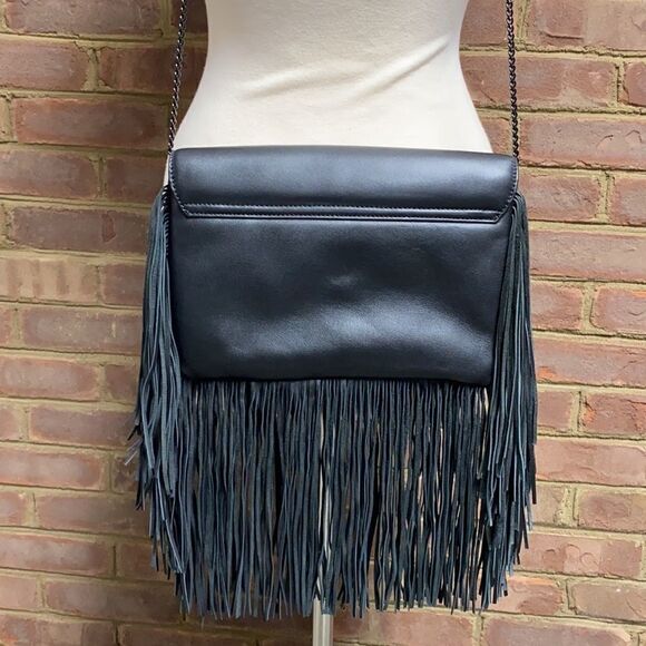 Loeffler Randall Black Leather Fringe Crossbody Bag - Picture 8 of 8